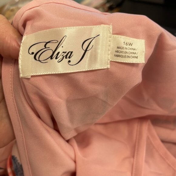 NWT Eliza J pink floral bell sleeve tiered ruffle dress 16W - Picture 8 of 10